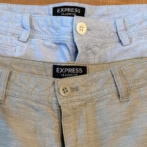 Express Classic Fit Shorts Light Gray and Blue